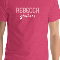 Thumbnail for Personalized Girlboss T-Shirt - Heather Raspberry - Shirt Close-Up View