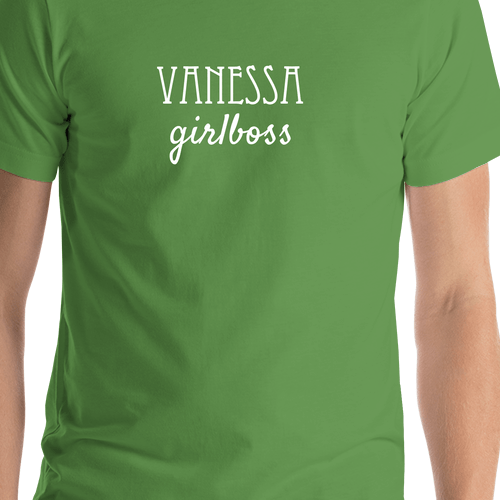 Personalized Girlboss T-Shirt - Leaf Green - Shirt Close-Up View