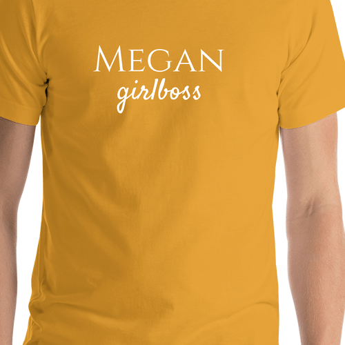 Personalized Girlboss T-Shirt - Mustard - Shirt Close-Up View