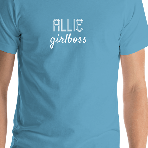 Personalized Girlboss T-Shirt - Ocean Blue - Shirt Close-Up View