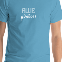 Thumbnail for Personalized Girlboss T-Shirt - Ocean Blue - Shirt Close-Up View