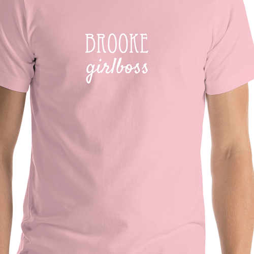 Personalized Girlboss T-Shirt - Pink - Shirt Close-Up View