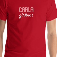 Thumbnail for Personalized Girlboss T-Shirt - Red - Shirt Close-Up View