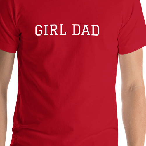 Personalized Girl Dad T-Shirt - Red - Shirt Close-Up View