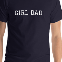 Thumbnail for Personalized Girl Dad T-Shirt - Navy Blue - Shirt Close-Up View