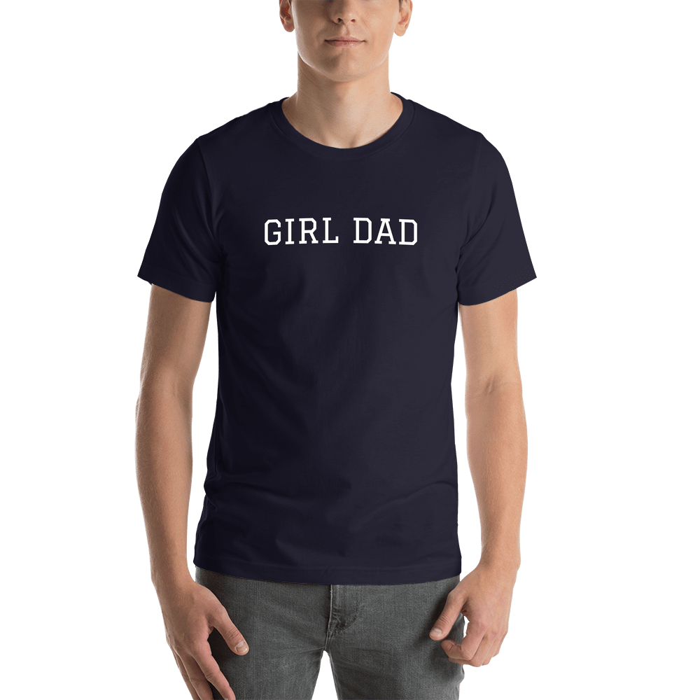 Personalized Girl Dad T-Shirt - Navy Blue - Shirt View