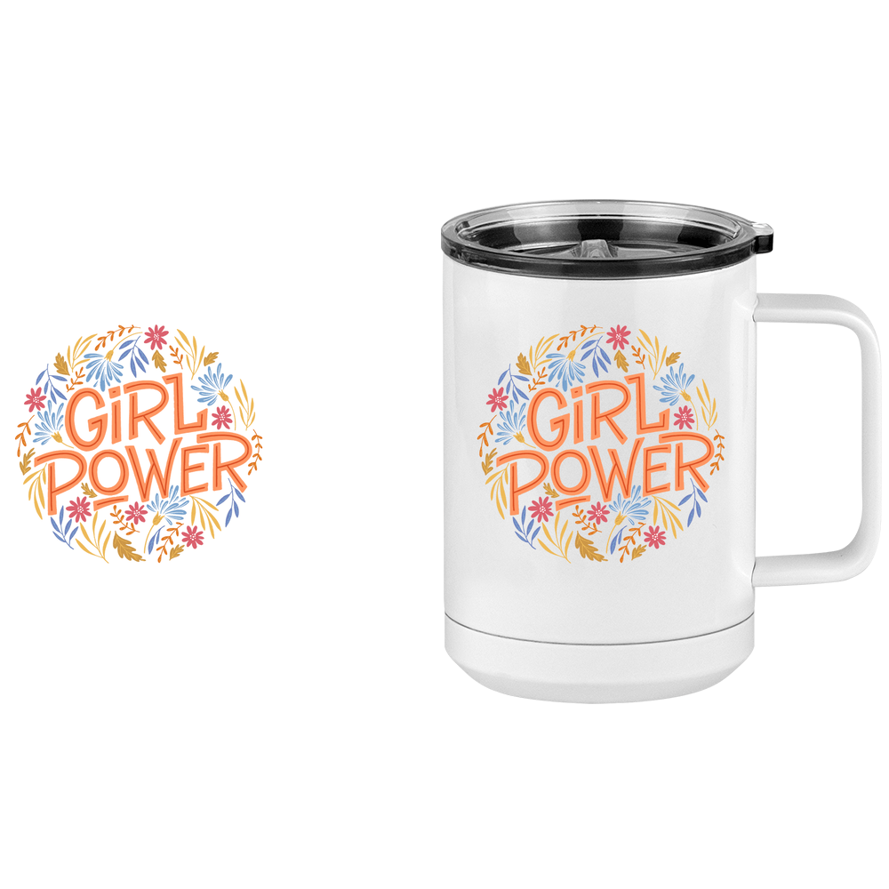 Girl Power Flowers Coffee Mug Tumbler with Handle (15 oz) - Design View