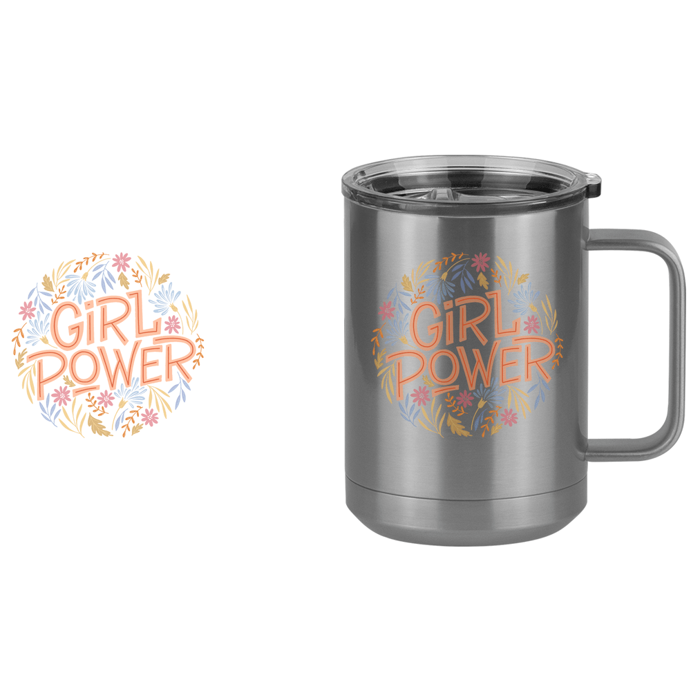 Girl Power Flowers Coffee Mug Tumbler with Handle (15 oz) - Design View