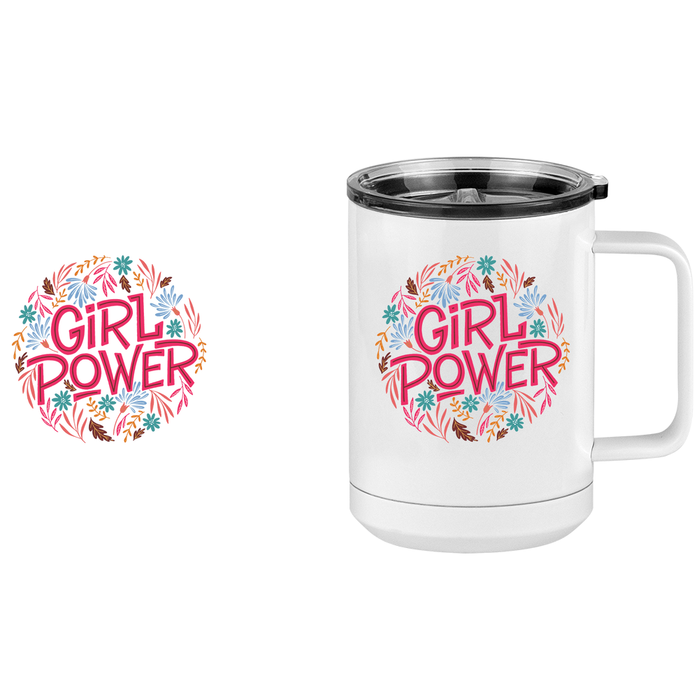 Girl Power Flowers Coffee Mug Tumbler with Handle (15 oz) - Design View