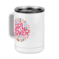Thumbnail for Girl Power Flowers Coffee Mug Tumbler with Handle (15 oz) - Front Left View