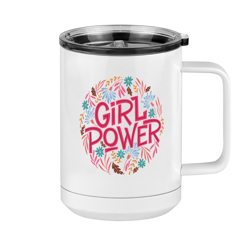 Girl Power Flowers Coffee Mug Tumbler with Handle (15 oz) - Right View