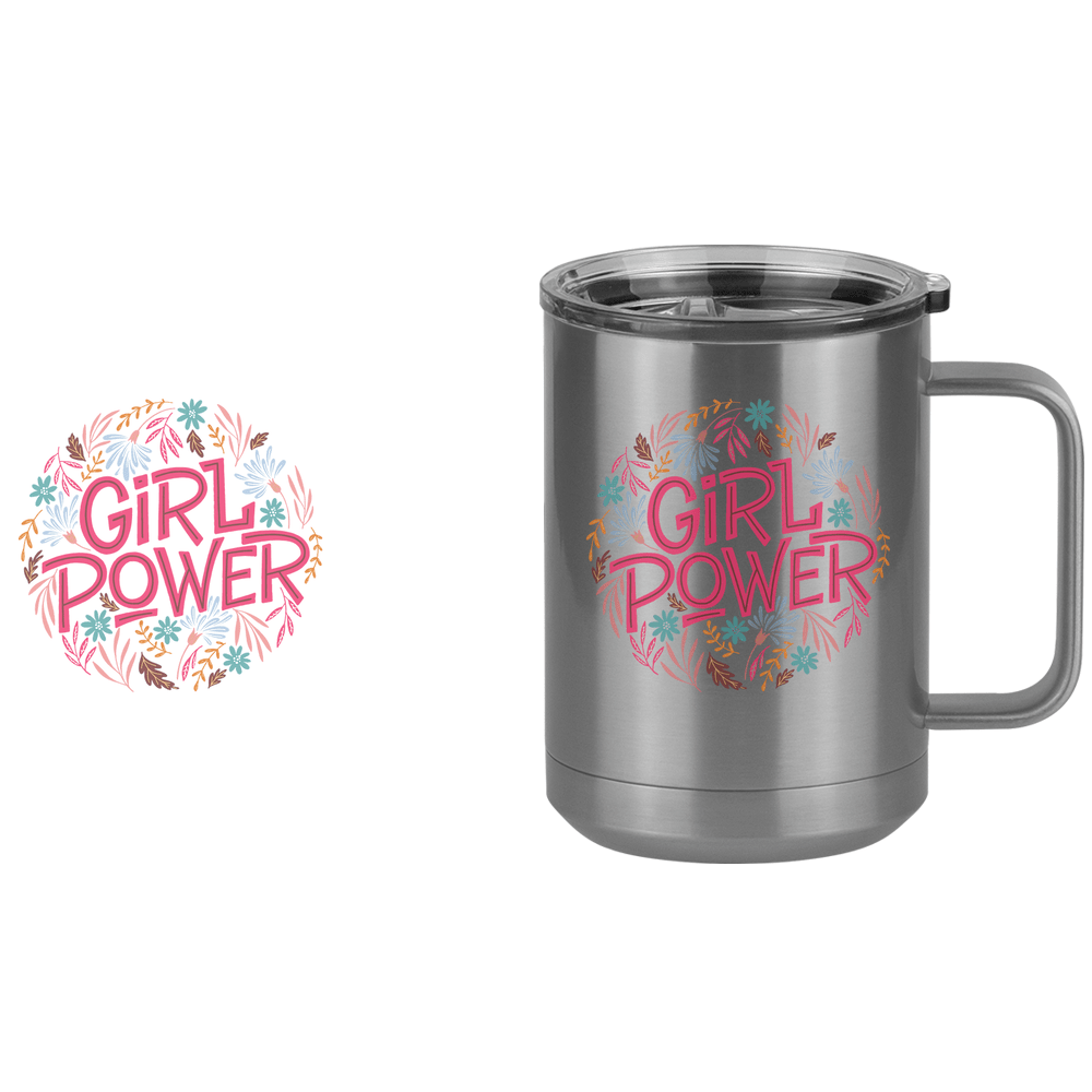 Girl Power Flowers Coffee Mug Tumbler with Handle (15 oz) - Design View