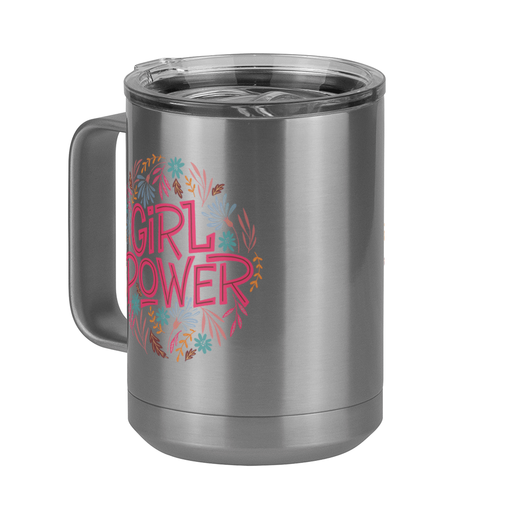 Girl Power Flowers Coffee Mug Tumbler with Handle (15 oz) - Front Left View