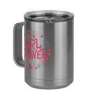 Thumbnail for Girl Power Flowers Coffee Mug Tumbler with Handle (15 oz) - Front Left View