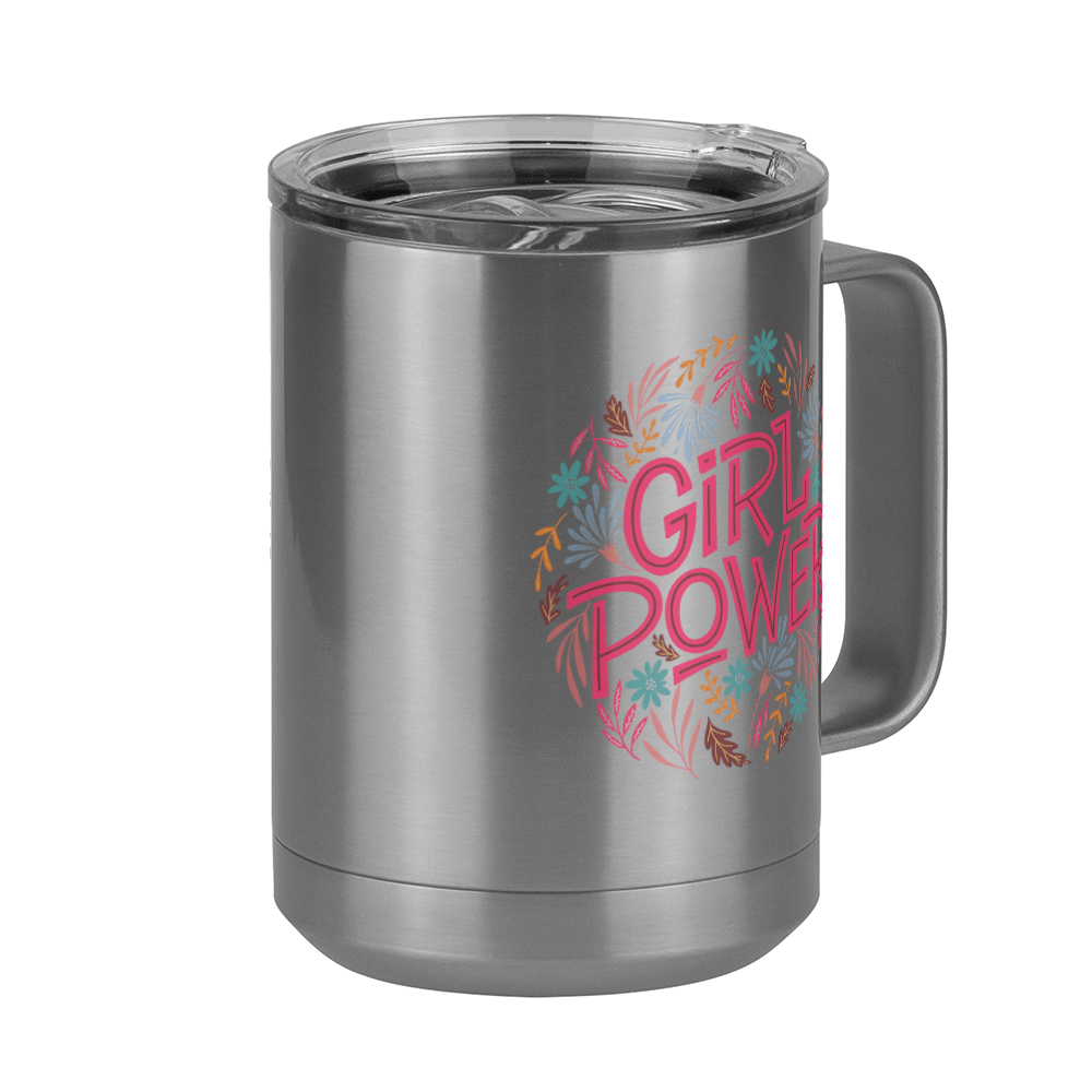 Girl Power Flowers Coffee Mug Tumbler with Handle (15 oz) - Front Right View