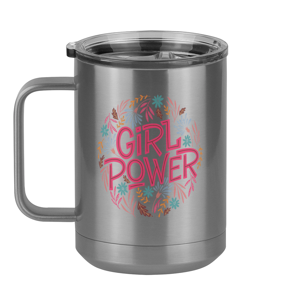 Girl Power Flowers Coffee Mug Tumbler with Handle (15 oz) - Left View