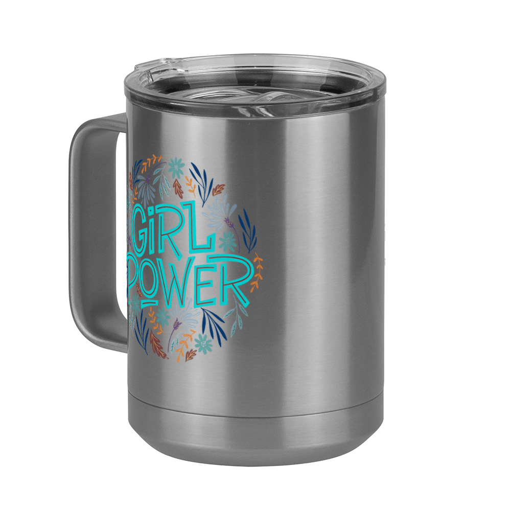 Girl Power Flowers Coffee Mug Tumbler with Handle (15 oz) - Front Left View