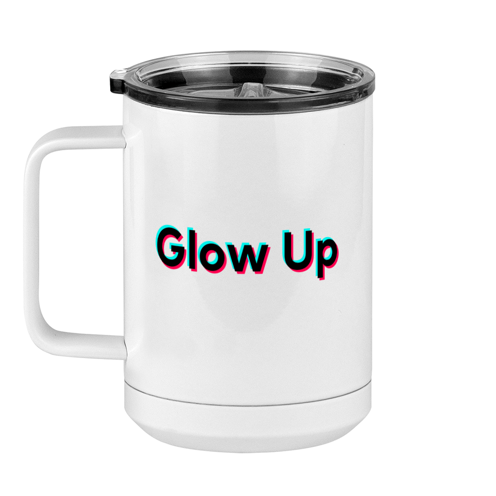 Glow Up Coffee Mug Tumbler with Handle (15 oz) - TikTok Trends - Left View