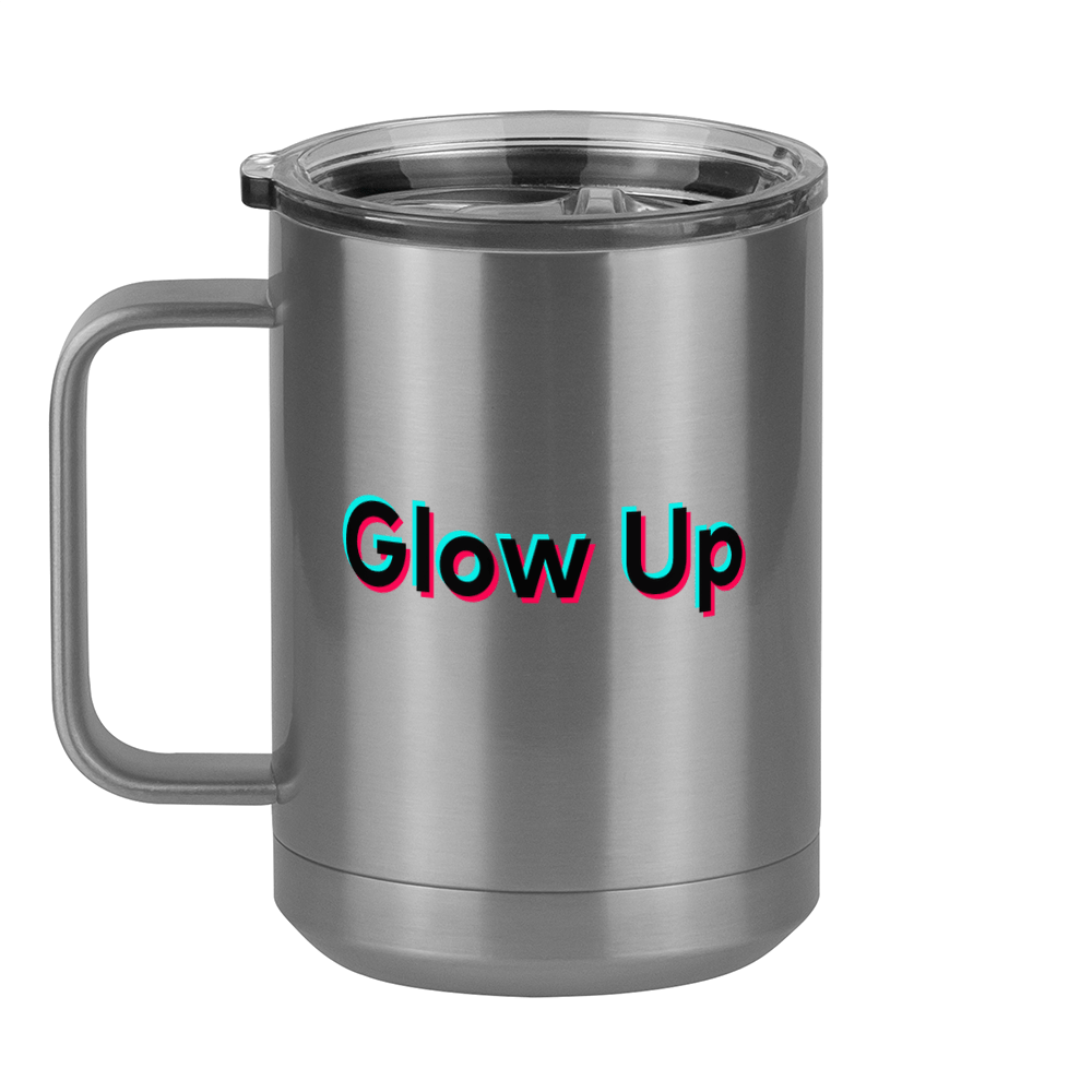 Glow Up Coffee Mug Tumbler with Handle (15 oz) - TikTok Trends - Left View