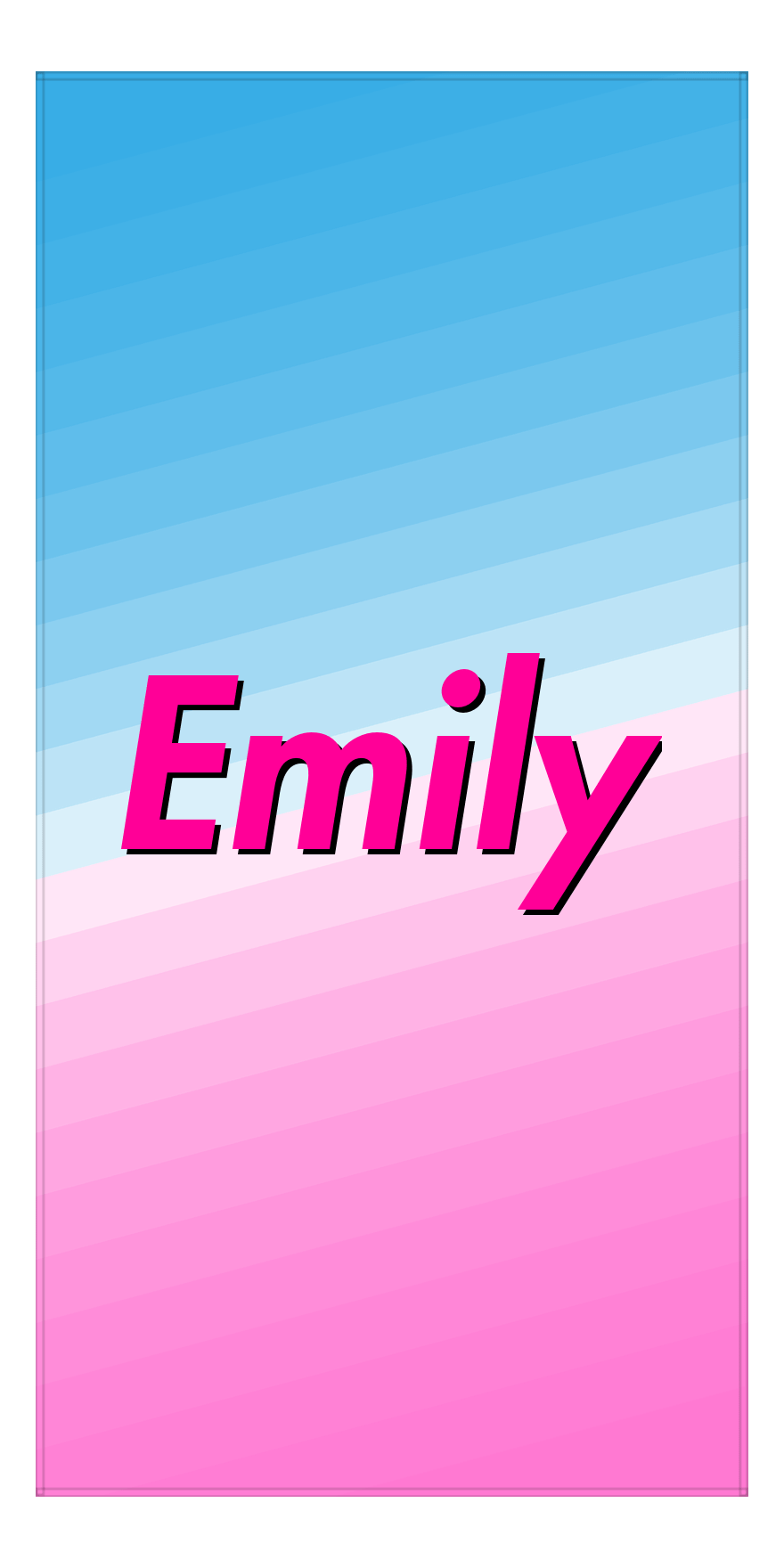 Personalized Gradient Lines Beach Towel - Blue & Pink - Vertical - Front View