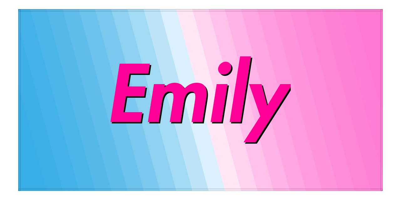 Personalized Gradient Lines Beach Towel - Blue & Pink - Horizontal - Front View