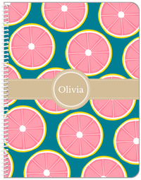 Thumbnail for Personalized Grapefruit Notebook - Circle Ribbon Nameplate - Front View