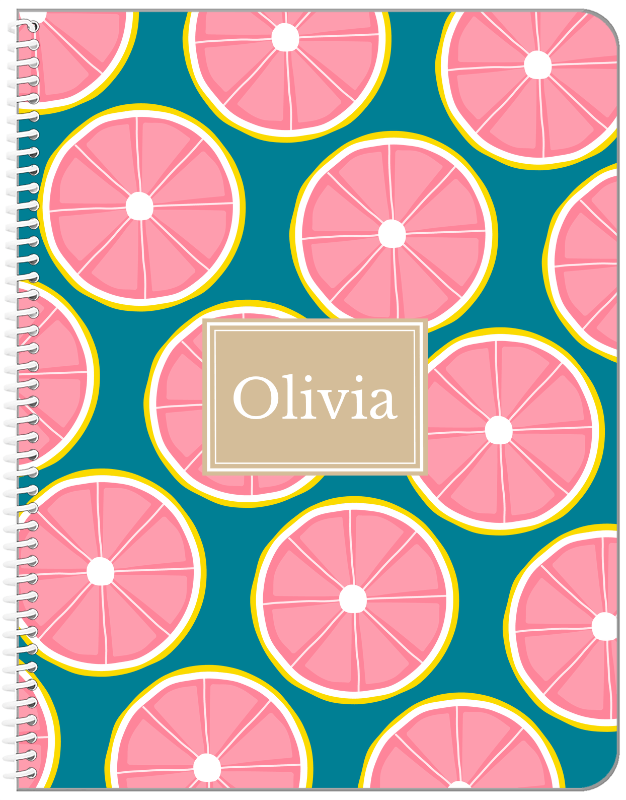 Personalized Grapefruit Notebook - Rectangle Nameplate - Front View