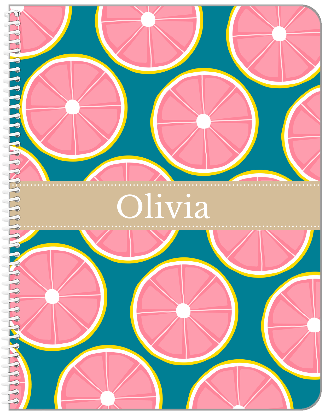 Personalized Grapefruit Notebook - Ribbon Nameplate - Front View