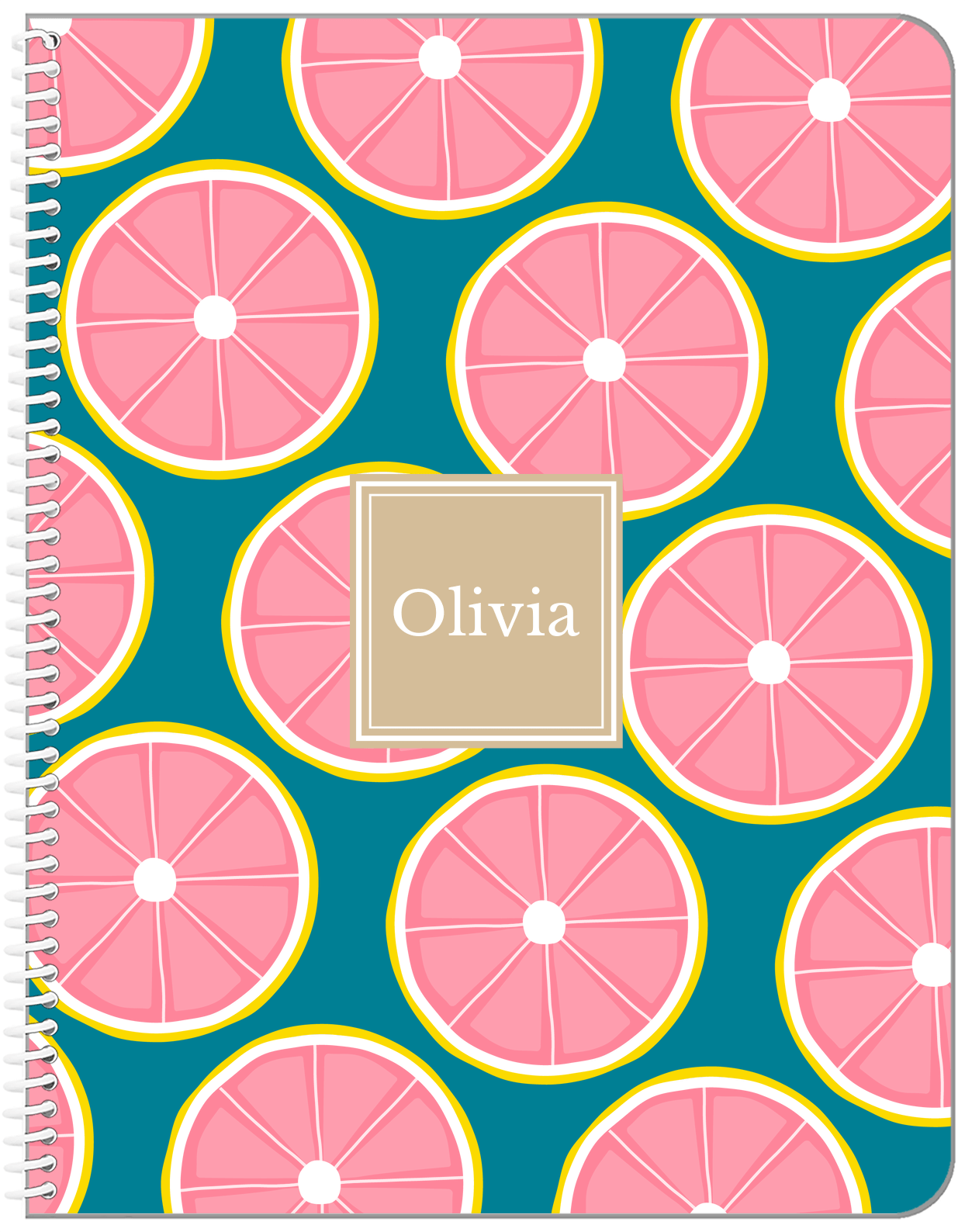 Personalized Grapefruit Notebook - Square Nameplate - Front View
