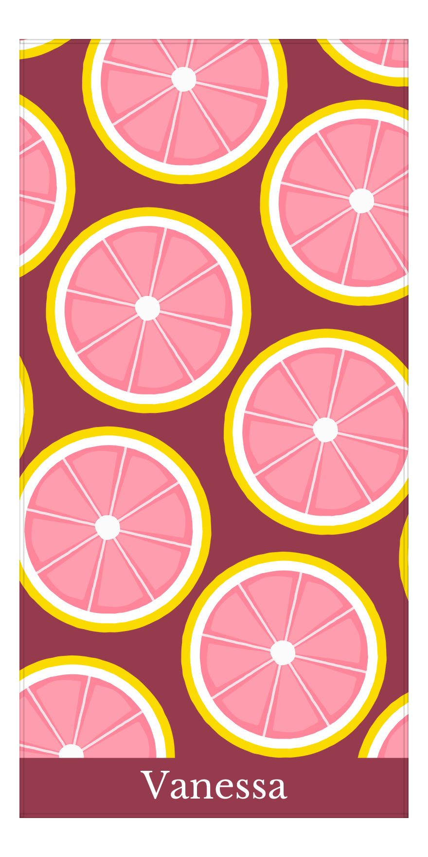 Personalized Grapefruit Beach Towel - Purple Background - Front View