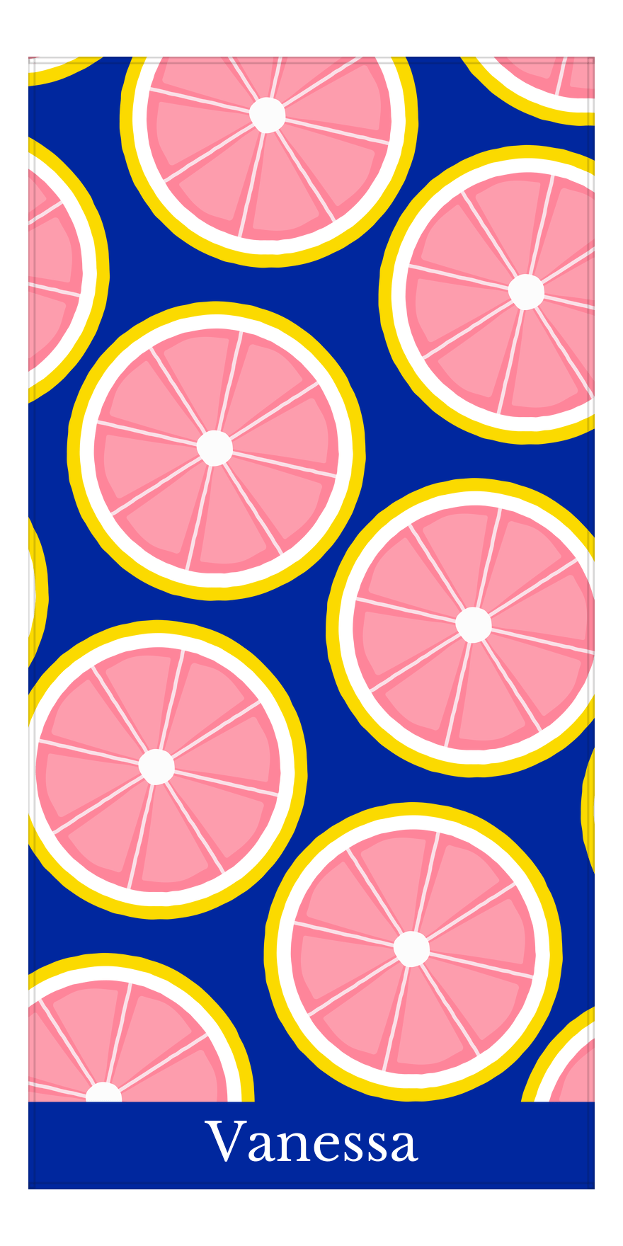 Personalized Grapefruit Beach Towel - Blue Background - Front View