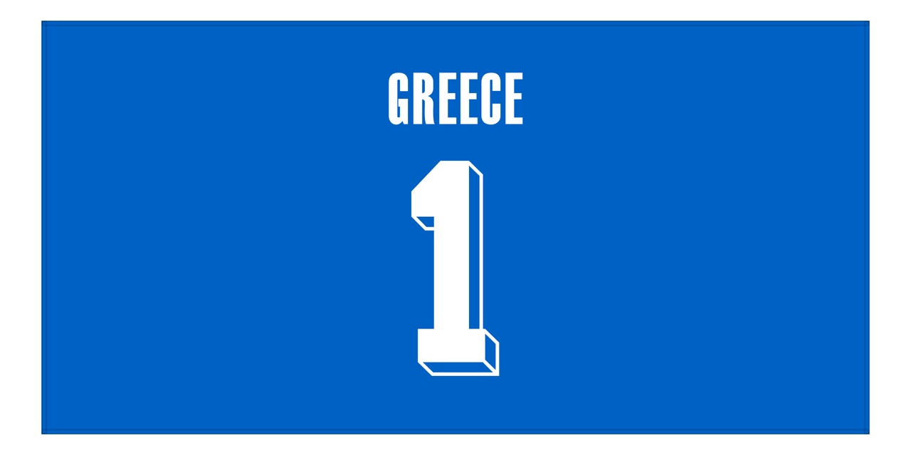Personalized Greece Jersey Number Beach Towel - Blue - Front View