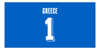 Thumbnail for Personalized Greece Jersey Number Beach Towel - Blue - Front View