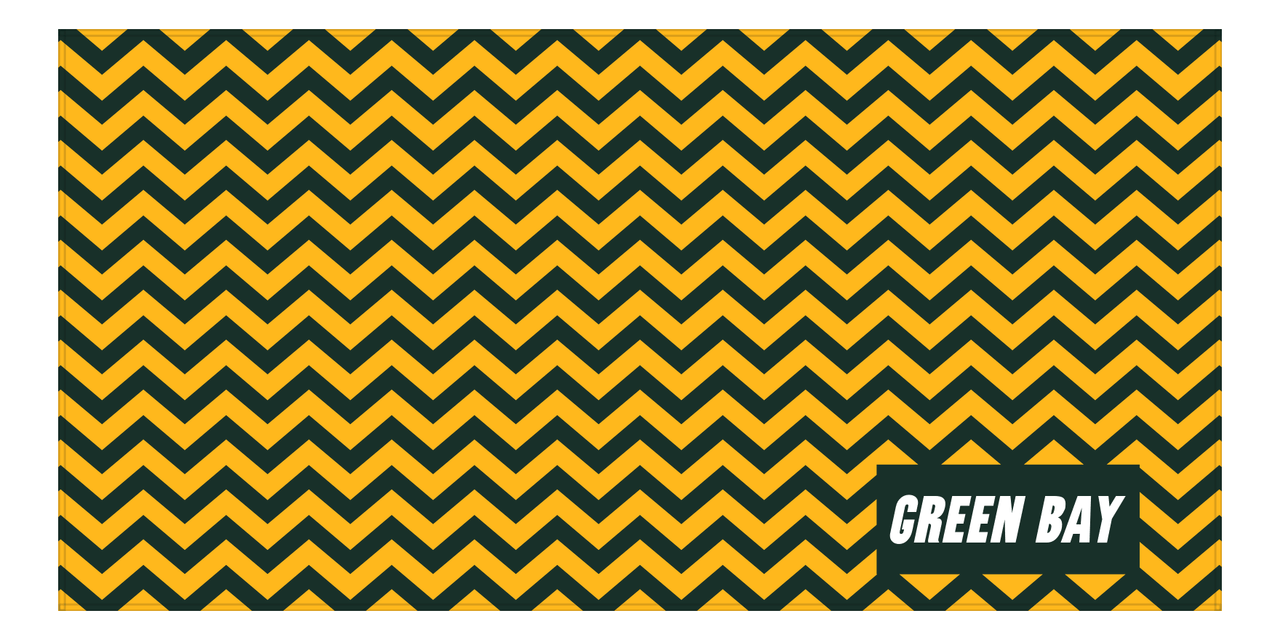 Personalized Green Bay Chevron Beach Towel - Front View