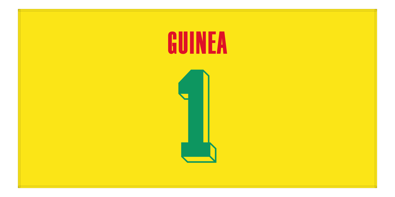 Personalized Guinea Jersey Number Beach Towel - Yellow - Front View