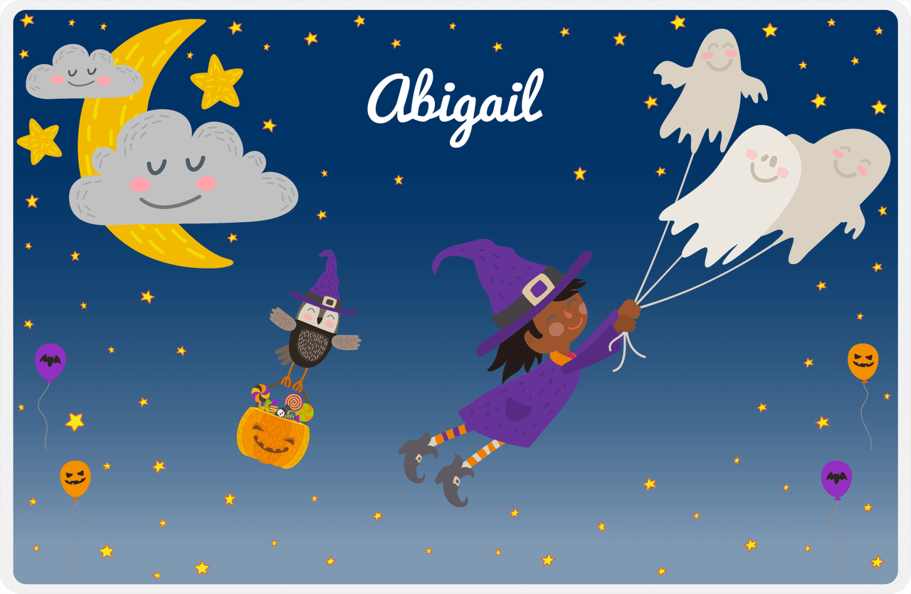 Personalized Halloween Placemat II - Ghost Balloons - Black Witch II -  View