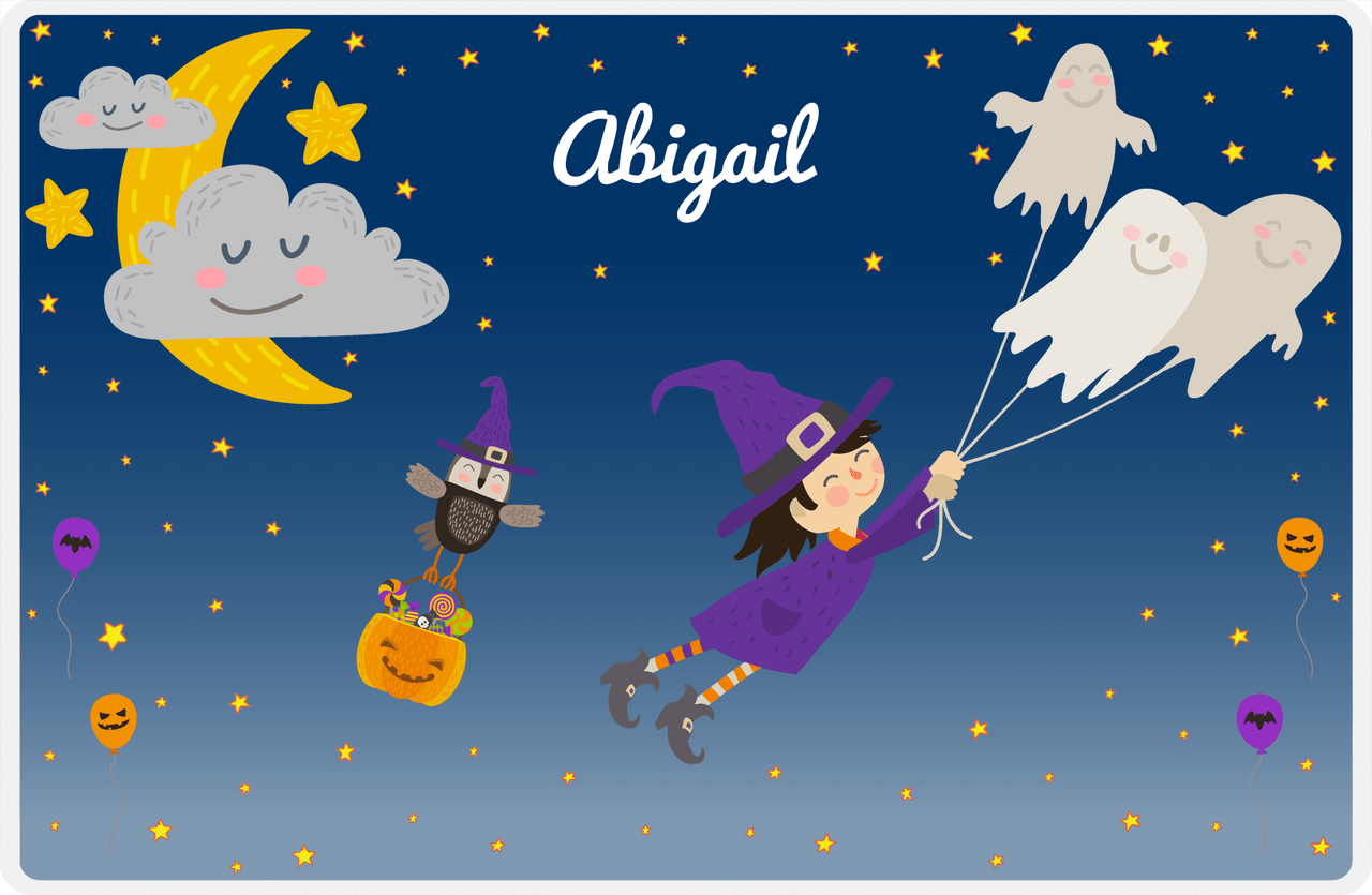 Personalized Halloween Placemat II - Ghost Balloons - Asian Witch -  View