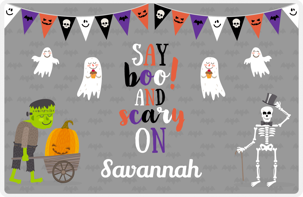 Personalized Halloween Placemat III - Grey Background -  View
