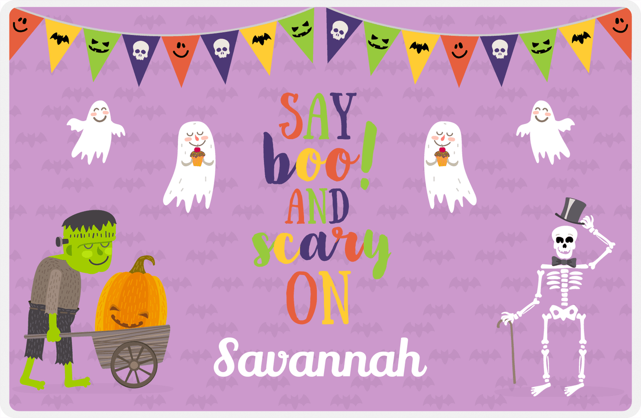 Personalized Halloween Placemat III - Purple Background -  View