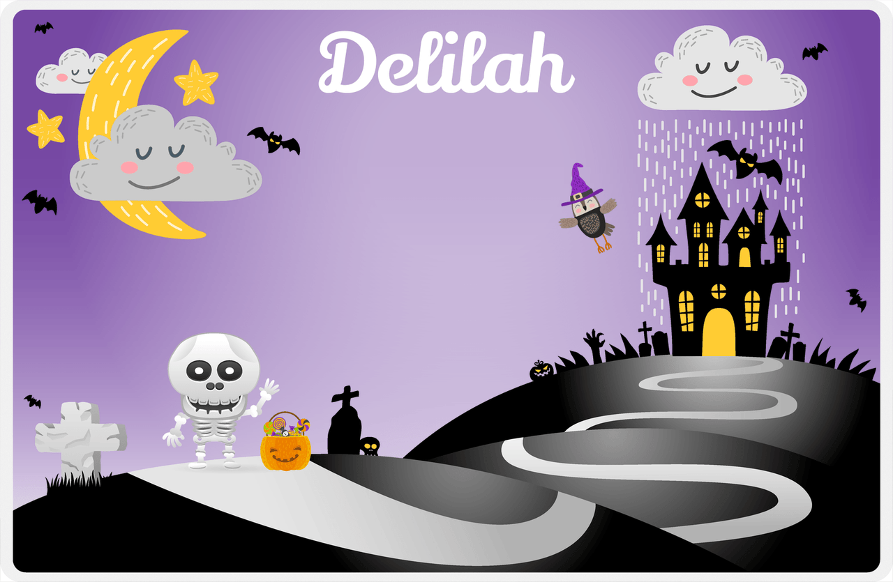 Personalized Halloween Placemat VII - Spooky Hills - Skeleton -  View