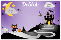 Thumbnail for Personalized Halloween Placemat VII - Spooky Hills - Cat -  View