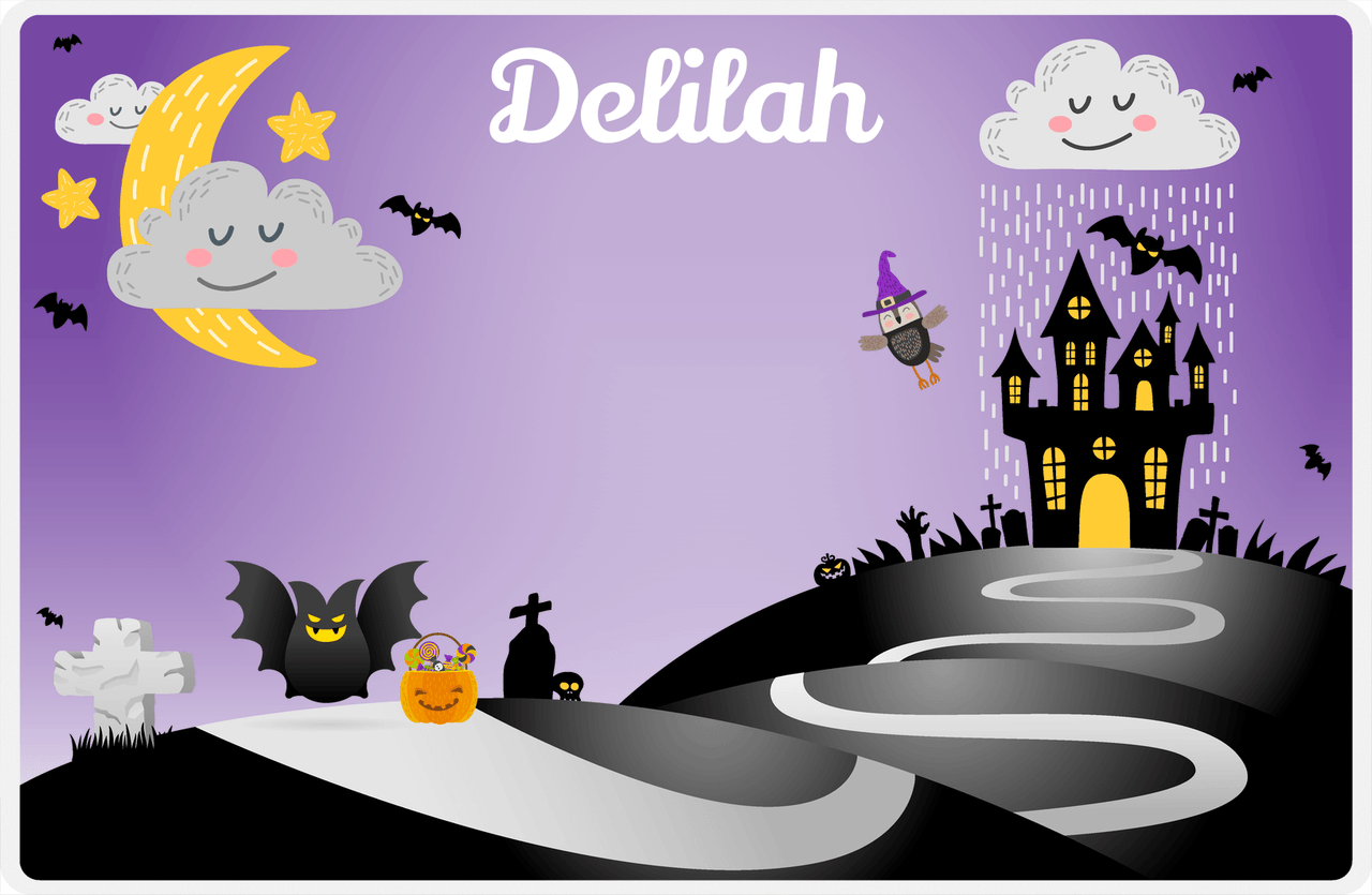 Personalized Halloween Placemat VII - Spooky Hills - Bat -  View