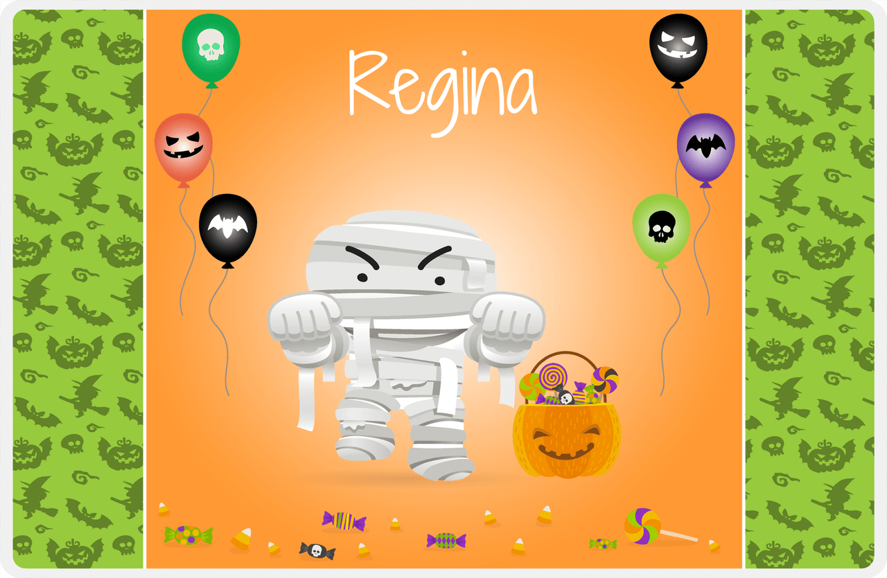 Personalized Halloween Placemat VIII - Flying Pumpkins - Mummy -  View