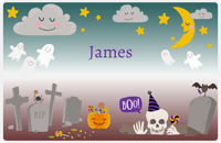 Thumbnail for Personalized Halloween Placemat XII - Skelly Boo - Teal Background -  View