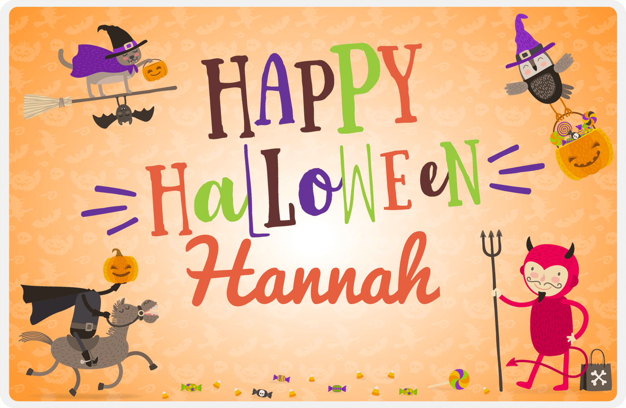 Personalized Halloween Placemat XIII - Happy Halloween - Orange Background -  View