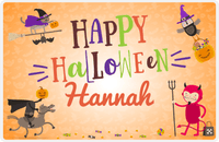 Thumbnail for Personalized Halloween Placemat XIII - Happy Halloween - Orange Background -  View