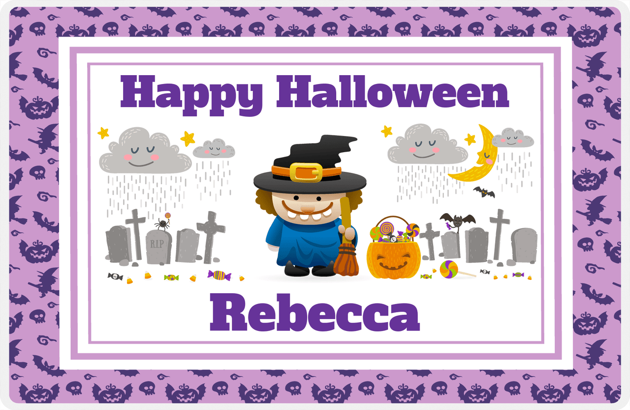 Personalized Halloween Placemat XIV - Happy Halloween - Witch -  View