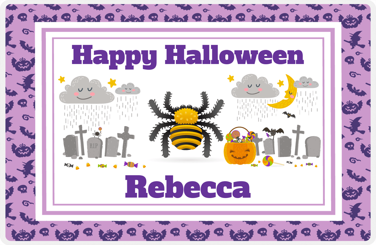 Personalized Halloween Placemat XIV - Happy Halloween - Spider -  View