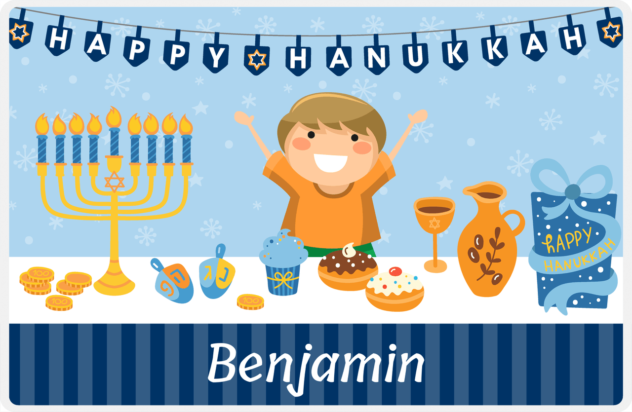 Personalized Hanukkah Placemat I - Celebration Table - Blond Boy -  View