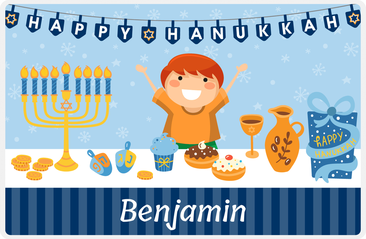 Personalized Hanukkah Placemat I - Celebration Table - Redhead Boy -  View